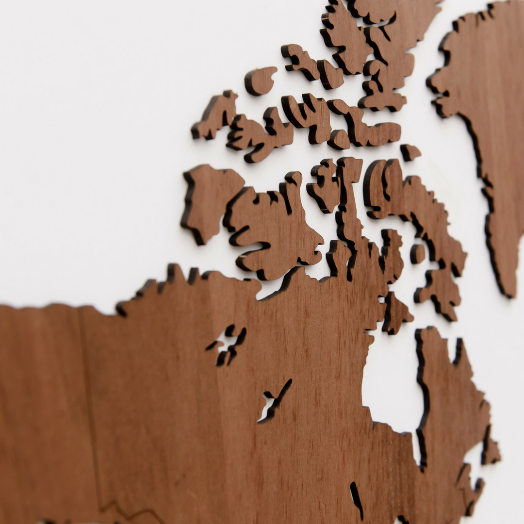 Sapele Wood World Map Wall Hanging