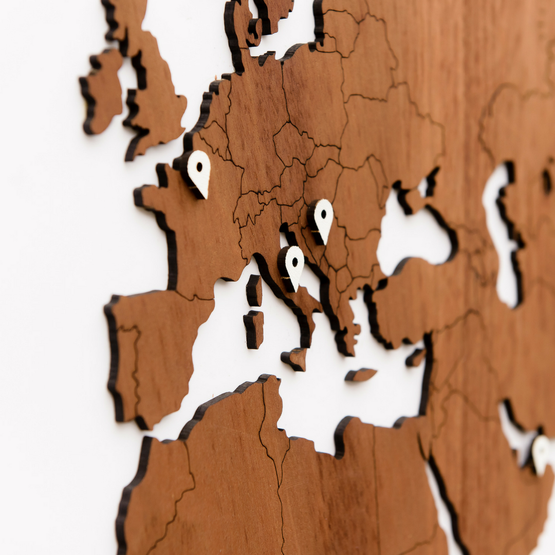 Sapele Wood World Map Wall Hanging